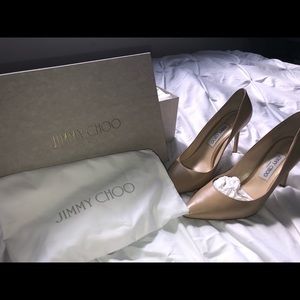 Jimmy Choo Romy Leather Point Toe Pumps (Nude/tan)